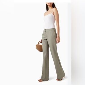 Ashley‎ Judd women’s size 10 wide leg chino pants with pockets olive green